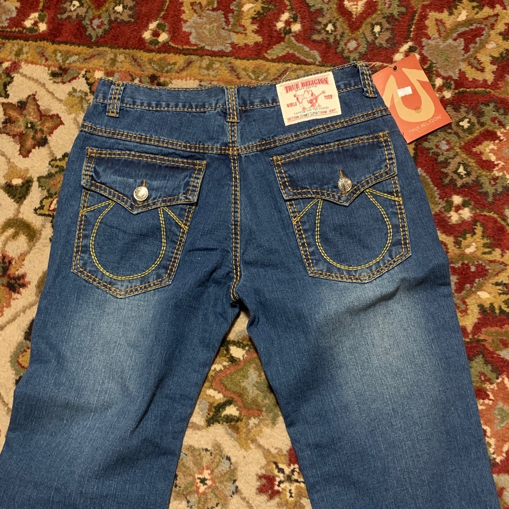 True Religion Men's World Tour Johnny Super T Med. Blue Wash  Size 36/30 NWT